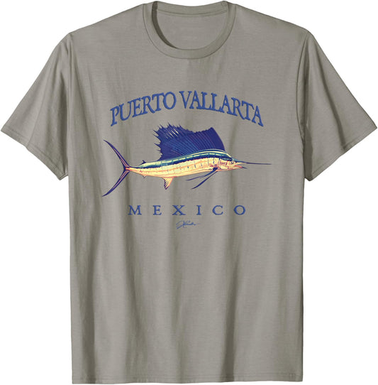 JCombs: Puerto Vallarta, Mexico, Vintage Sailfish T-Shirt - T-Shirt | Sand