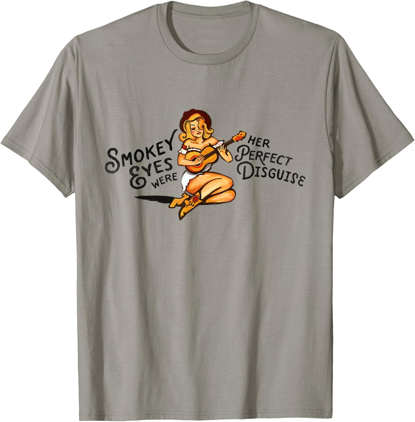 Smokey Eyes Were Her Perfect Disguise. Cute Vintage Pinup T-Shirt - T-Shirt | Sand