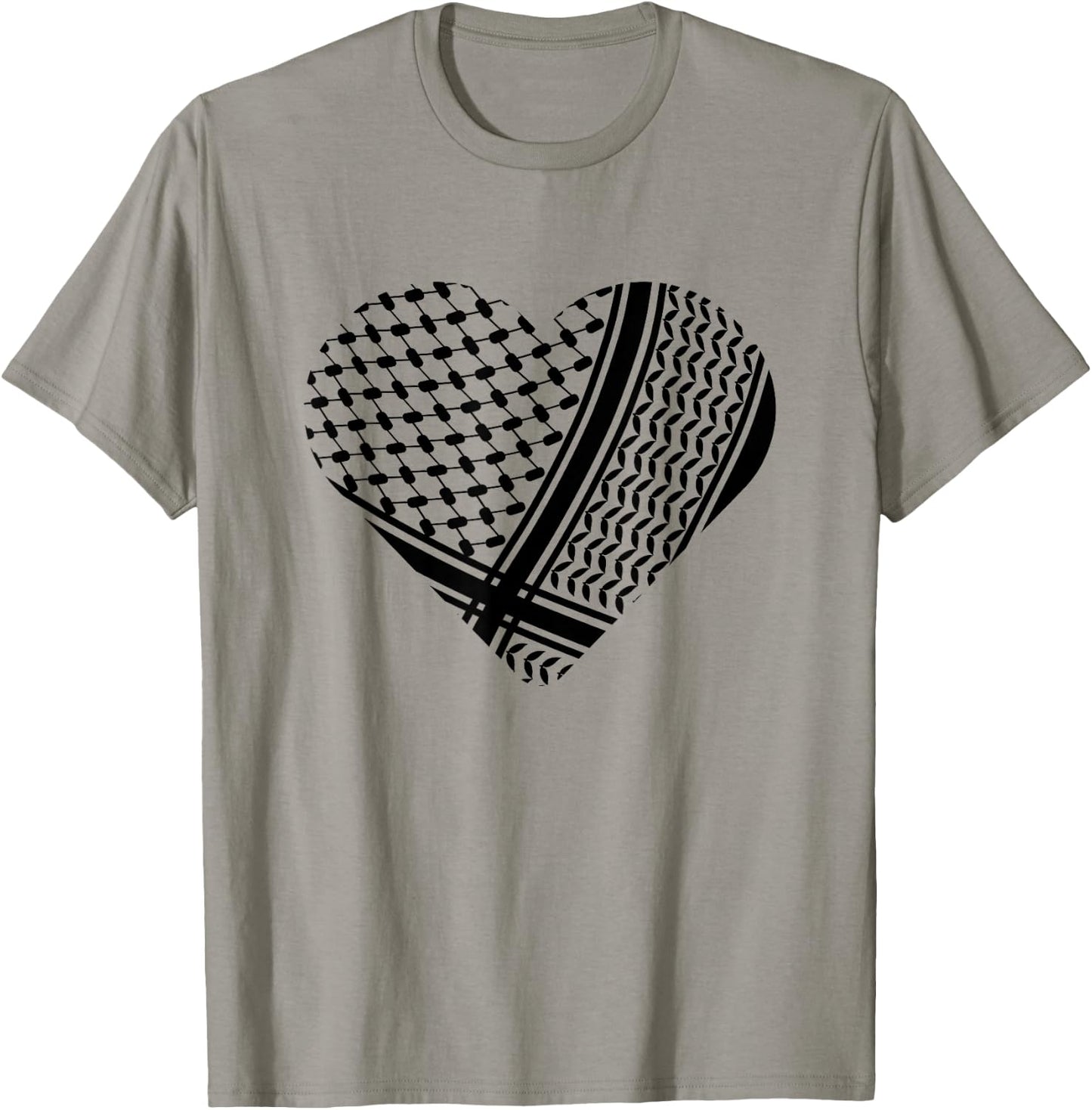Palestine Palestinian Black Hatta Heart Shape T-Shirt - T-Shirt | Sand