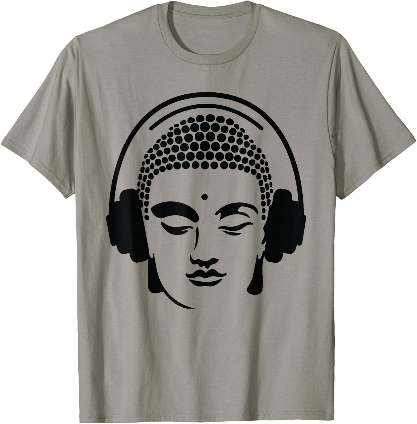 Chilling Buddha with Headphones T-Shirt - T-Shirt | Sand