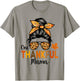 One Thankful Mama Thanksgiving Women Messy Bun Leopard T-Shirt - T-Shirt | Sand