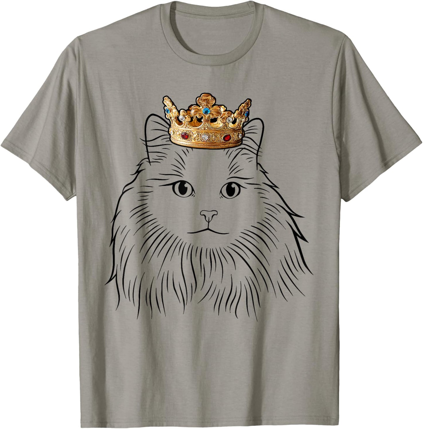 Siberian Cat Wearing Crown Women Kids T-Shirt - T-Shirt | Sand