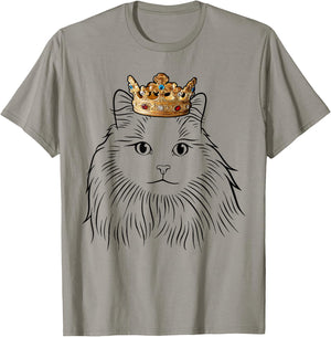 Siberian Cat Wearing Crown Women Kids T-Shirt - T-Shirt | Sand