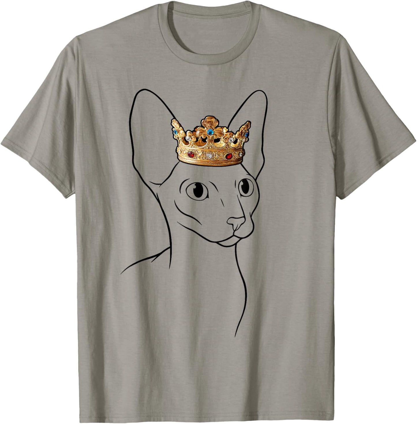 Cornish Rex Cat Wearing Crown Men Women Girls Kids T-Shirt - T-Shirt | Sand