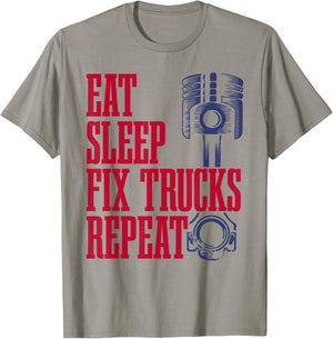 Truck Mechanic - Eat, Sleep, Fix Trucks, Repeat - Trucker T-Shirt - T-Shirt | Sand