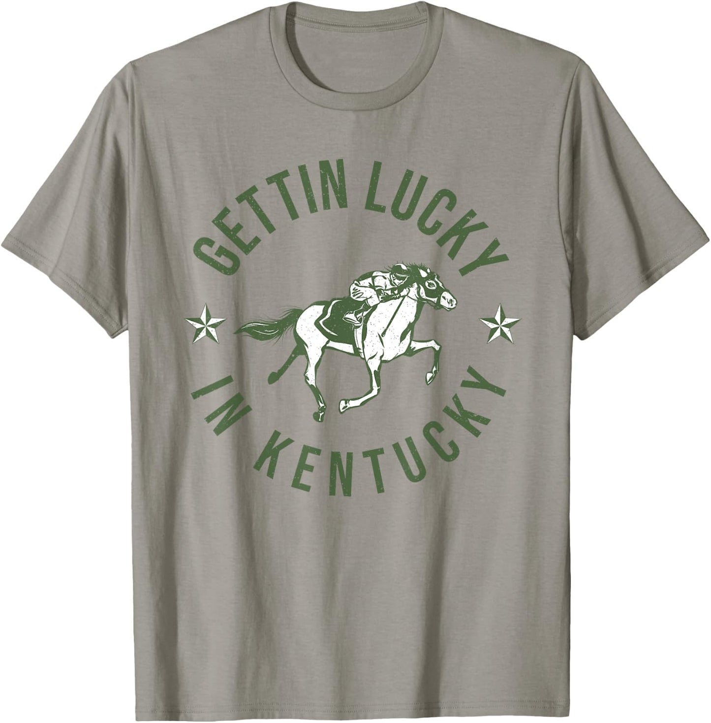Funny Derby Vintage Getting Lucky In Kentucky Horse Racing T-Shirt - T-Shirt | Sand