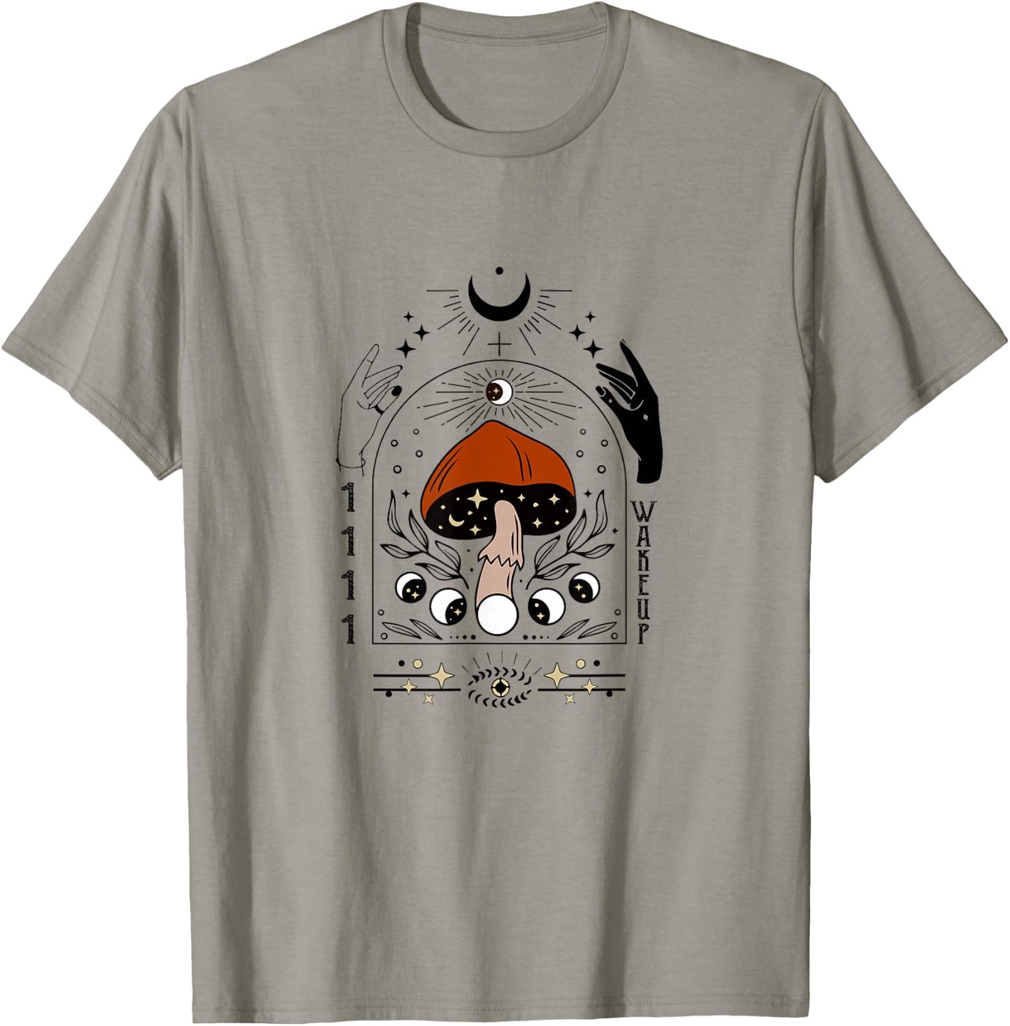 1111 Wake Up Angel Number Spiritual Mystical Mushroom 11:11 T-Shirt - T-Shirt | Sand