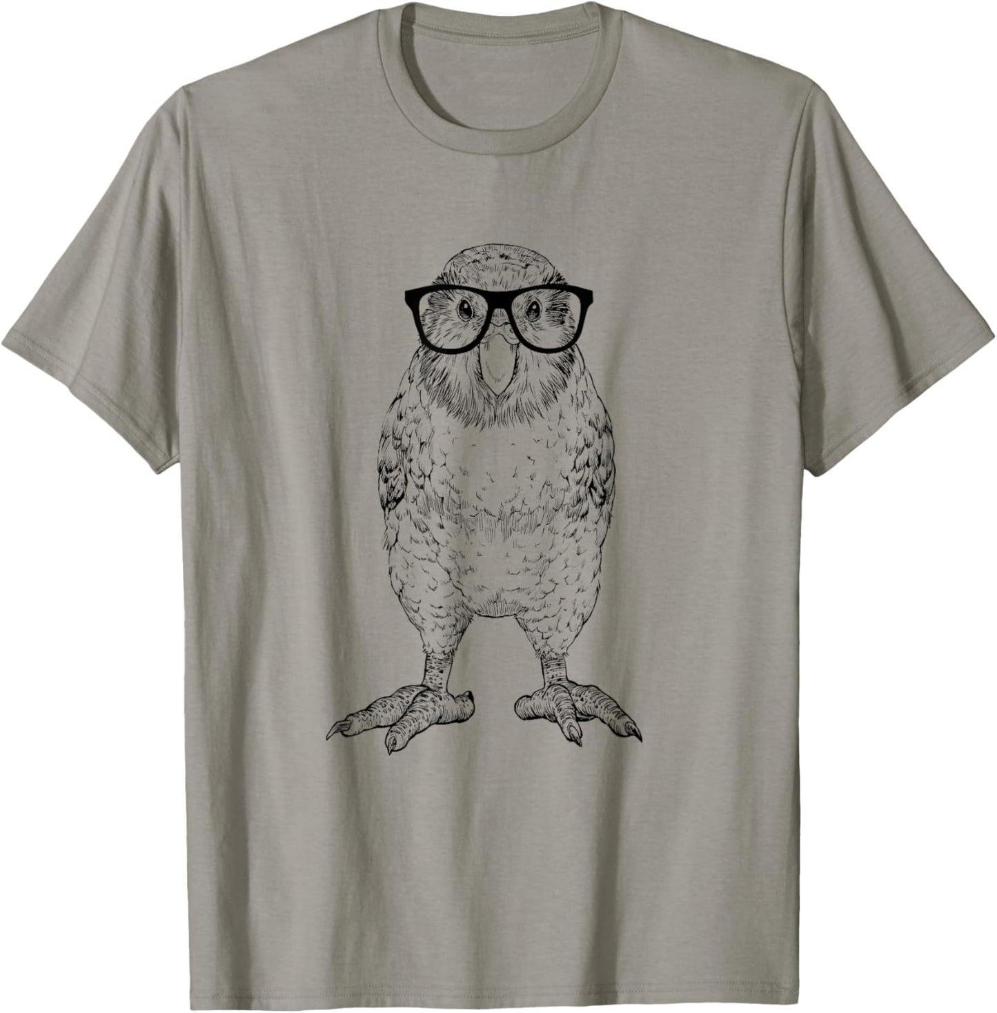 Hipster Kakapo in Nerd Glasses Bird Animal T-Shirt - T-Shirt | Sand