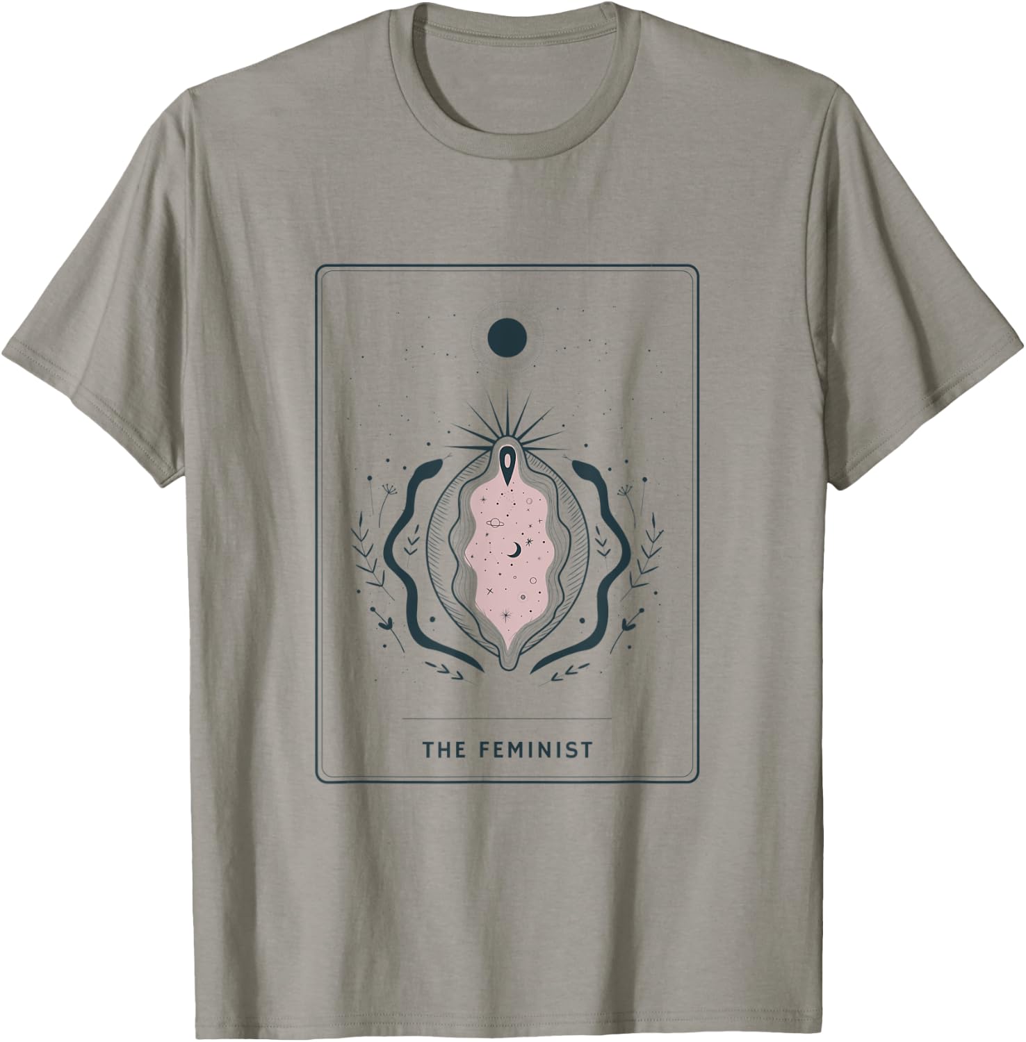 The Feminist Tarot Card - Celestial Moon and Snakes - Pagan T-Shirt - T-Shirt | Sand