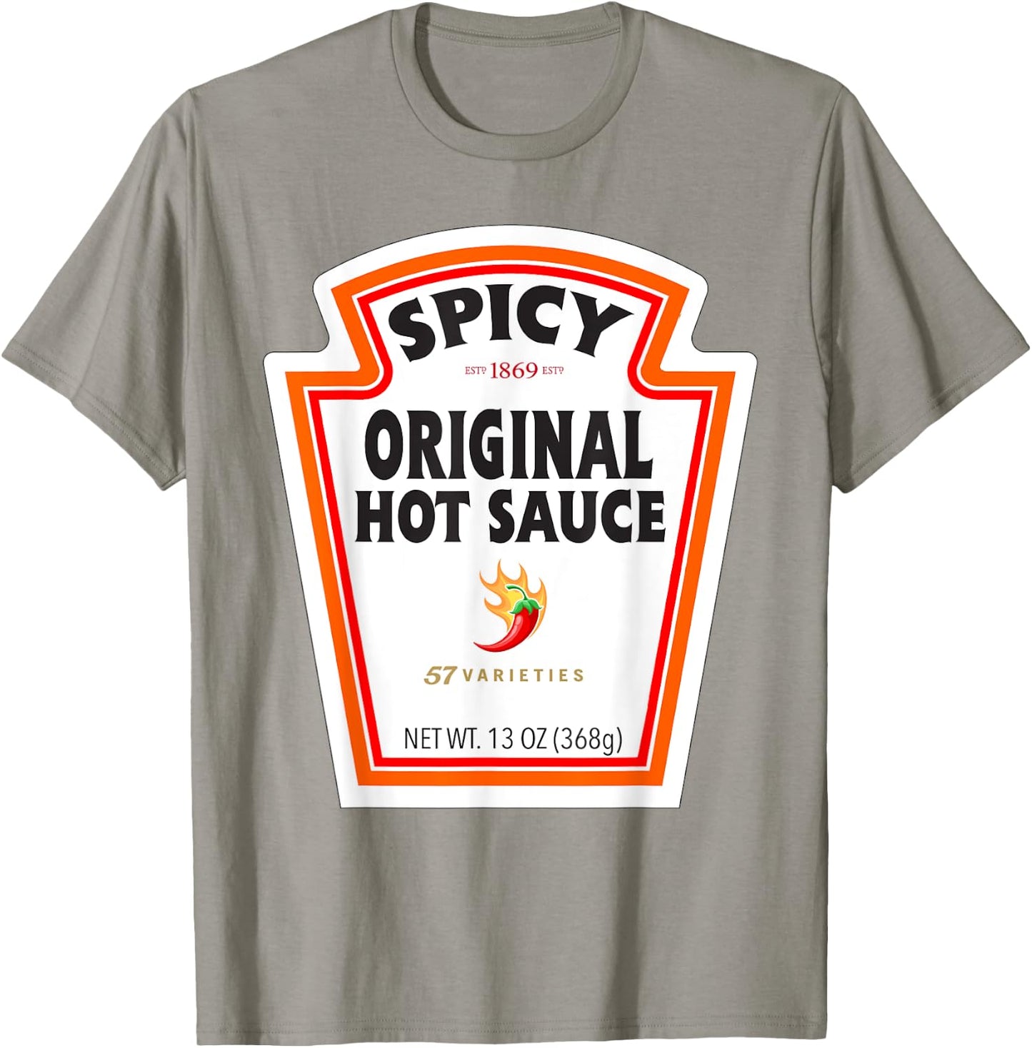 Halloween Matching Costume Spicy Chili Sauce Bottle Label T-Shirt - T-Shirt | Sand