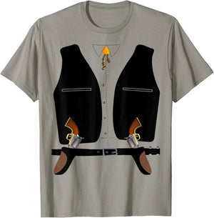 Old Style Western Cowboy, Bandit, Sheriff Halloween Costume T-Shirt - T-Shirt | Sand