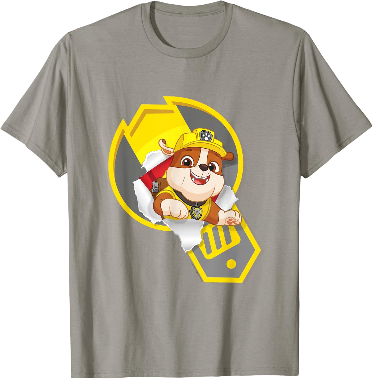 Paw Patrol Rubble Torn Badge T-Shirt - T-Shirt | Sand