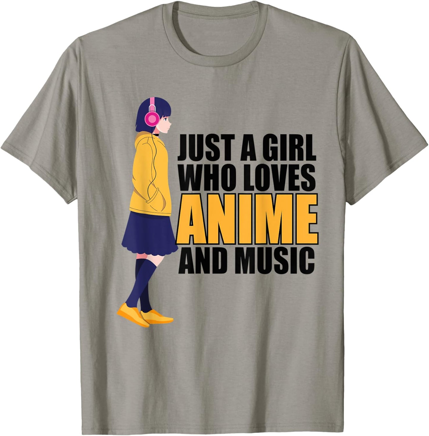 Just A Girl Who Loves Anime and Music Anime Lover Girls Teen T-Shirt - T-Shirt | Sand