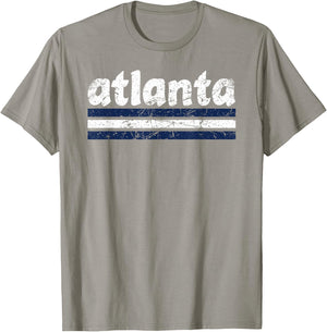 Atlanta Georgia Three Stripe Vintage Weathered T-Shirt - T-Shirt | Sand