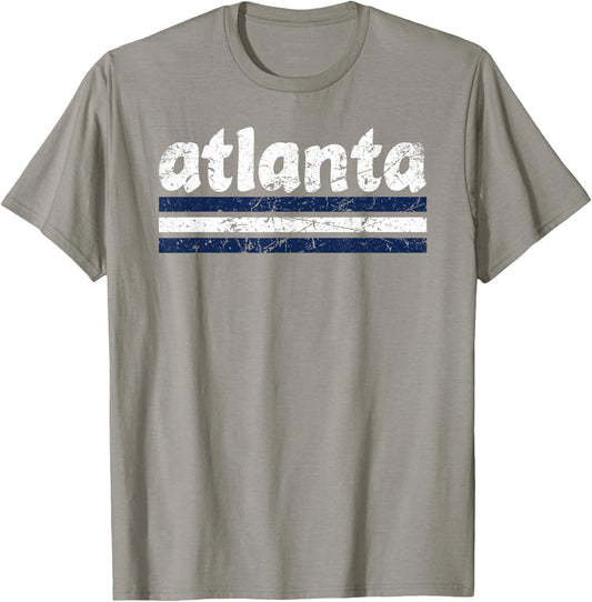 Atlanta Georgia Three Stripe Vintage Weathered T-Shirt - T-Shirt | Sand