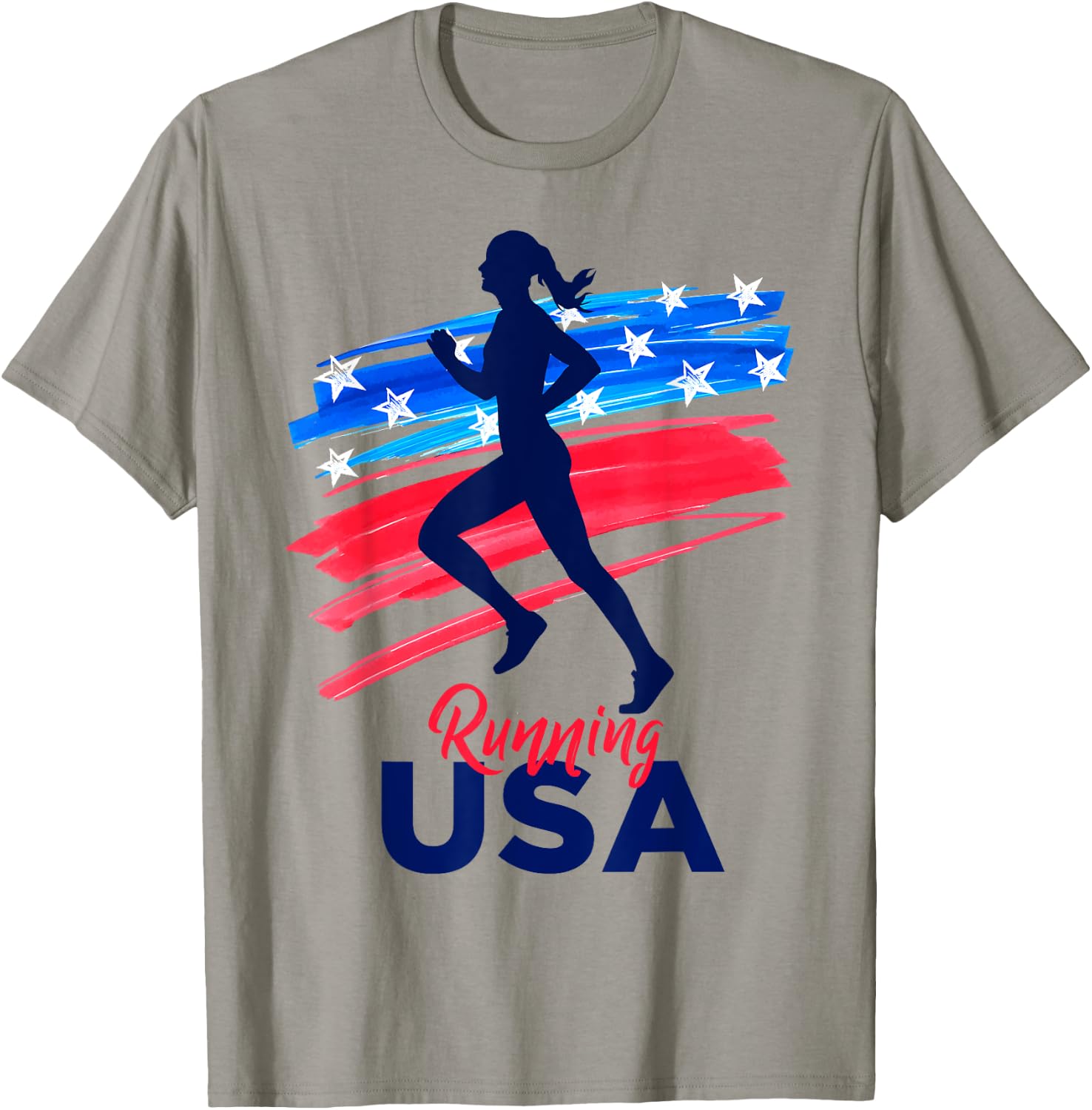Running USA Support the Team Shirt USA Flag Jogging T-Shirt - T-Shirt | Sand