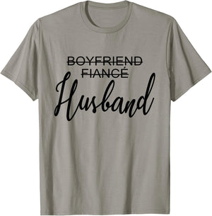 Boyfriend Fiancé Husband, Just Married, Wedding, Matching T-Shirt - T-Shirt | Sand