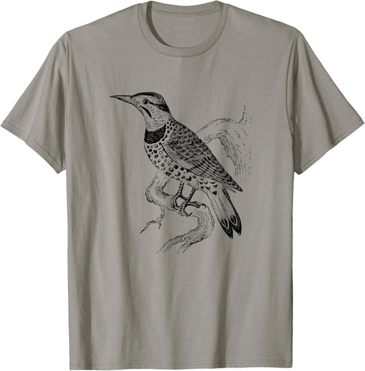 Northern Flicker Bird Print T-Shirt - T-Shirt | Sand