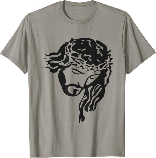 Face of Jesus Christ w/ Crown of Thorns (Christian ) T-Shirt - T-Shirt | Sand