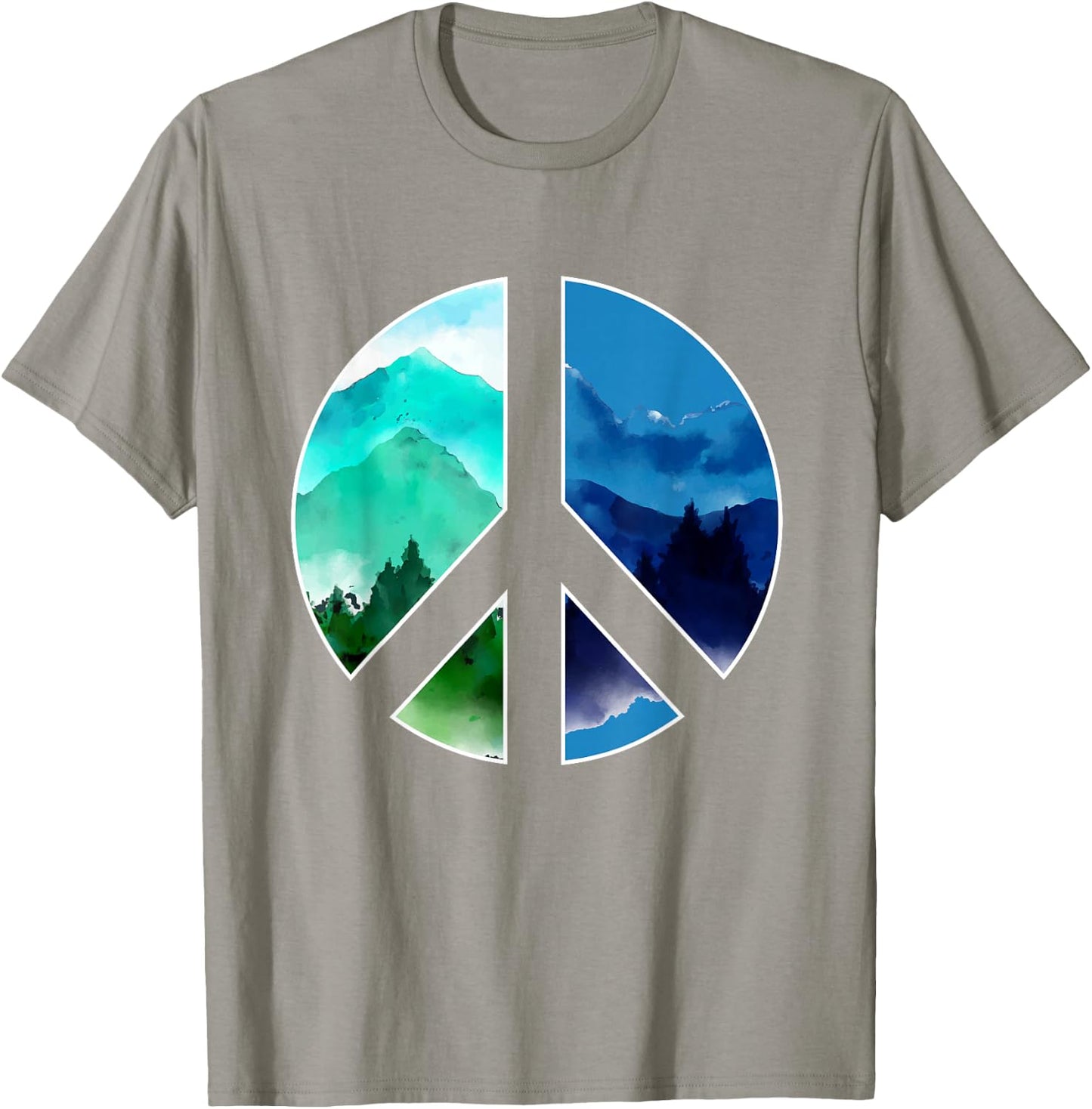 Outdoor Mountains Wildlife Peace Sign Nature T-Shirt - T-Shirt | Sand