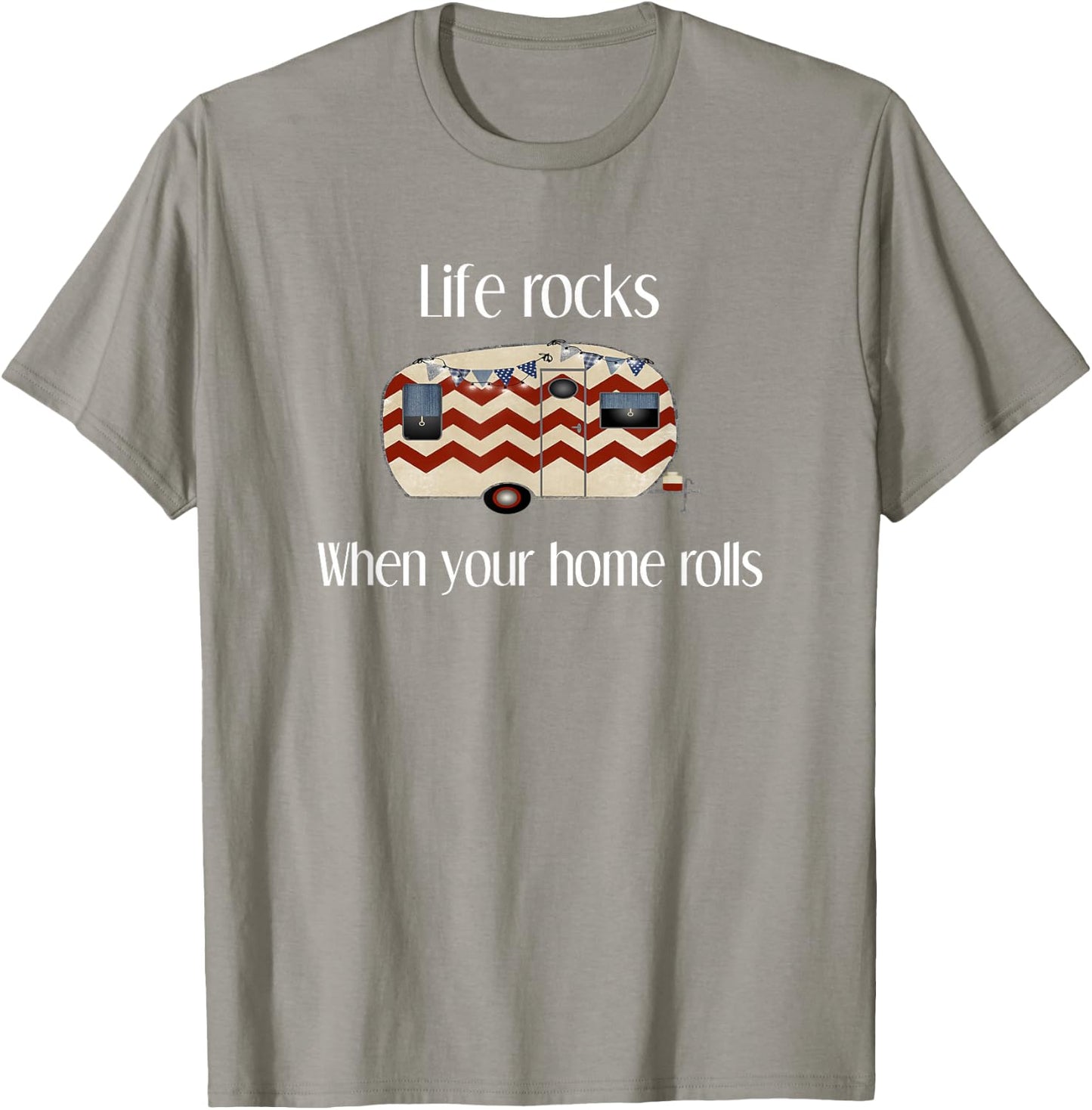 RV Life Camper Shirt, Life Rocks When Your Home Rolls T-Shirt - T-Shirt | Sand