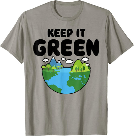 Keep It Green Earth Day Planet Environmental Awareness Retro T-Shirt - T-Shirt | Sand