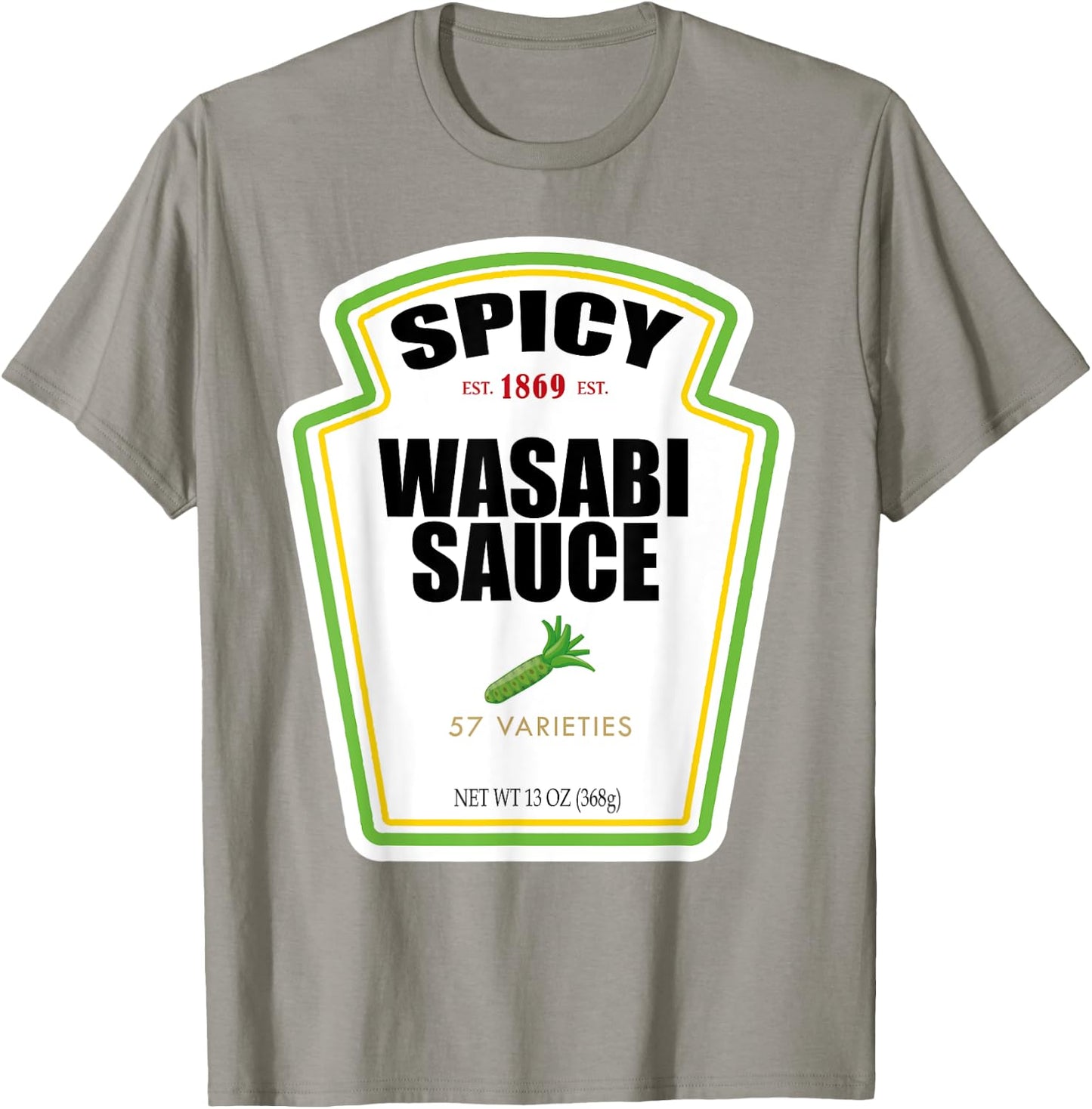 Spicy Wasabi Sauce Bottle Label Funny Halloween Costume T-Shirt - T-Shirt | Sand