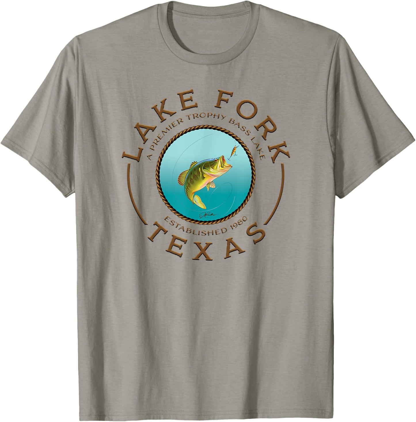 JCombs: Lake Fork, Texas, Largemouth Bass, Fishing T-Shirt - T-Shirt | Sand