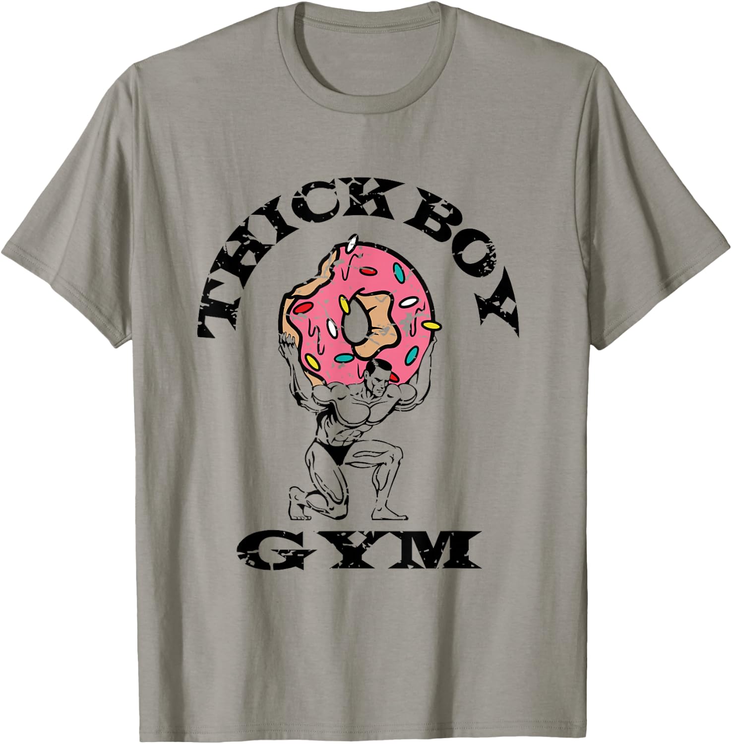 Thick Boy Gym Club Distressed Retro Old School Bodybuilding T-Shirt - T-Shirt | Sand