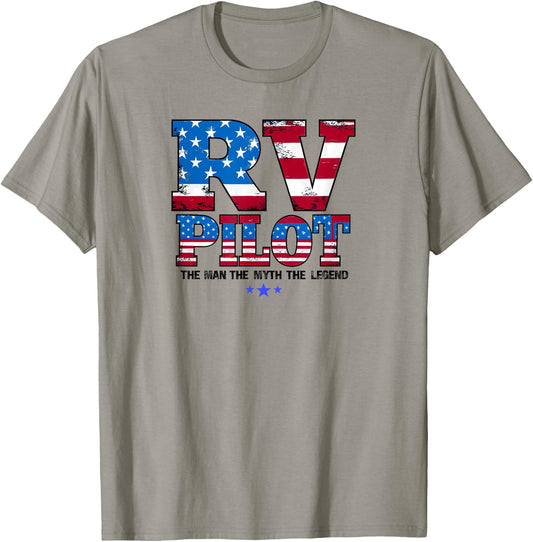 Patriotic RV Pilot | American Flag RV Driver Gift T-Shirt - T-Shirt | Sand