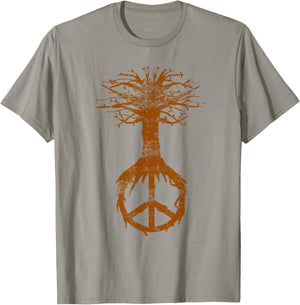 Hippie Tree Peace Sign Shirt | Cute Nature Lovers Gift T-Shirt - T-Shirt | Sand