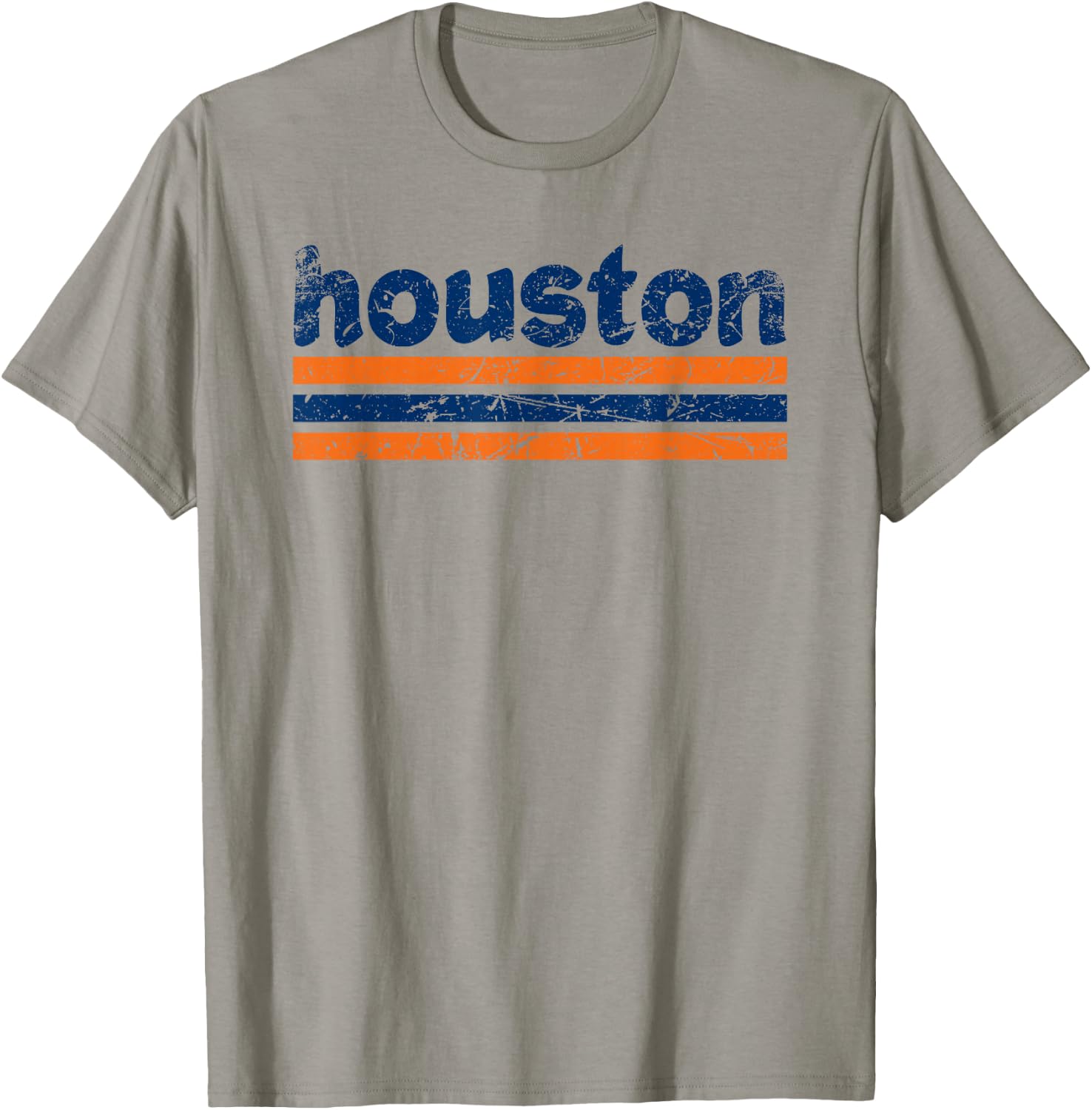 Houston Texas Three Stripe Vintage Weathered T-Shirt - T-Shirt | Sand