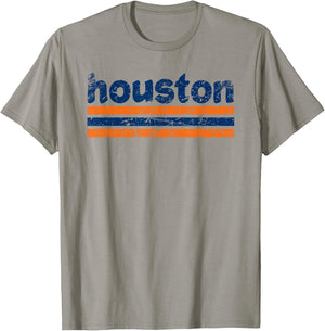 Houston Texas Three Stripe Vintage Weathered T-Shirt - T-Shirt | Sand