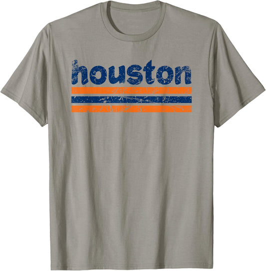 Houston Texas Three Stripe Vintage Weathered T-Shirt - T-Shirt | Sand