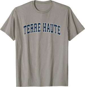 Terre Haute Indiana IN Vintage Sports Design Navy Design T-Shirt - T-Shirt | Sand
