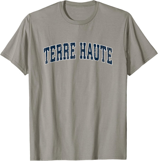 Terre Haute Indiana IN Vintage Sports Design Navy Design T-Shirt - T-Shirt | Sand