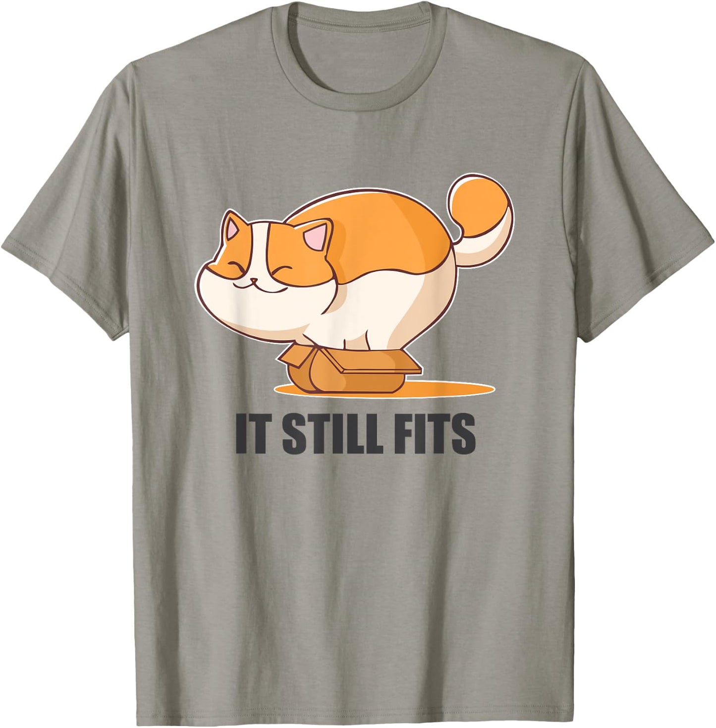 Cat In A Box Funny Fluffy Cat It Still Fits Shirt T-Shirt - T-Shirt | Sand