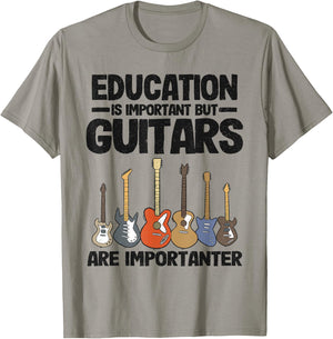 Education Is Important But Guitars Are Importanter Guitar T-Shirt - T-Shirt | Sand