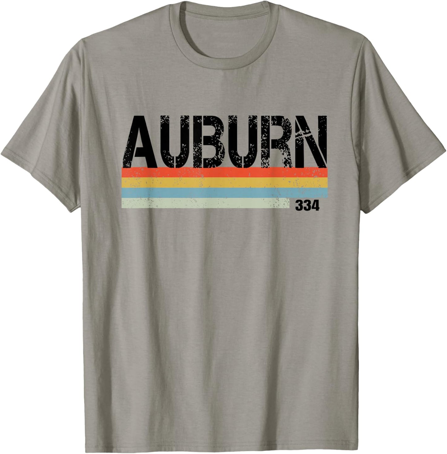 Auburn Alabama Area Code 334 Vintage Stripes T Shirt T-Shirt - T-Shirt | Sand