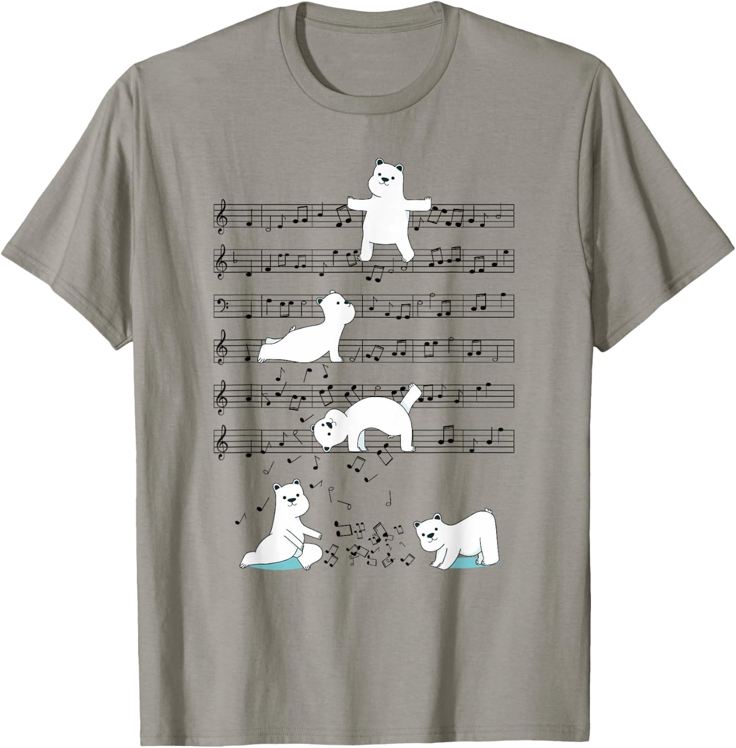 Funny Polar Bear music yoga Playing Music Note T-Shirt - T-Shirt | Sand