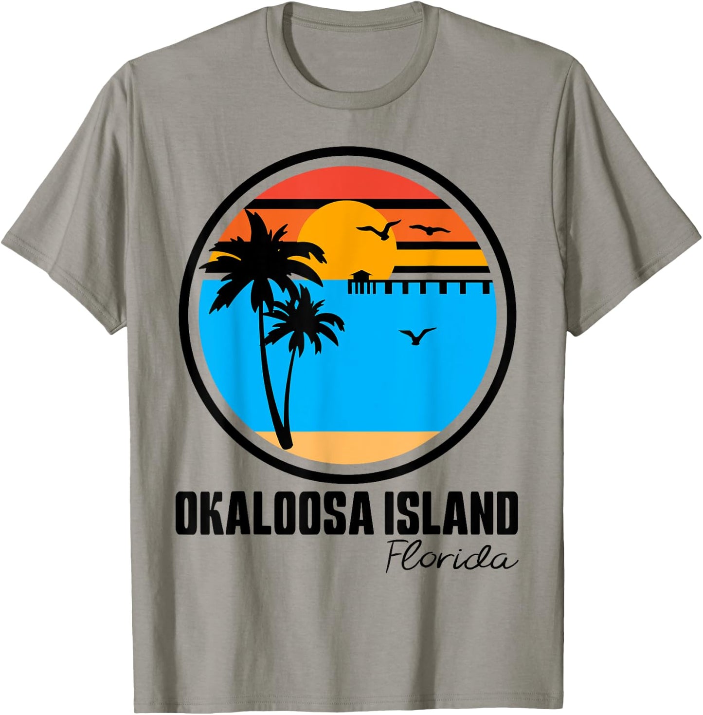 Okaloosa Island Destin Florida Sunset Ocean Palm Tree Beach Women Girls Kids T-Shirt - T-Shirt | Sand