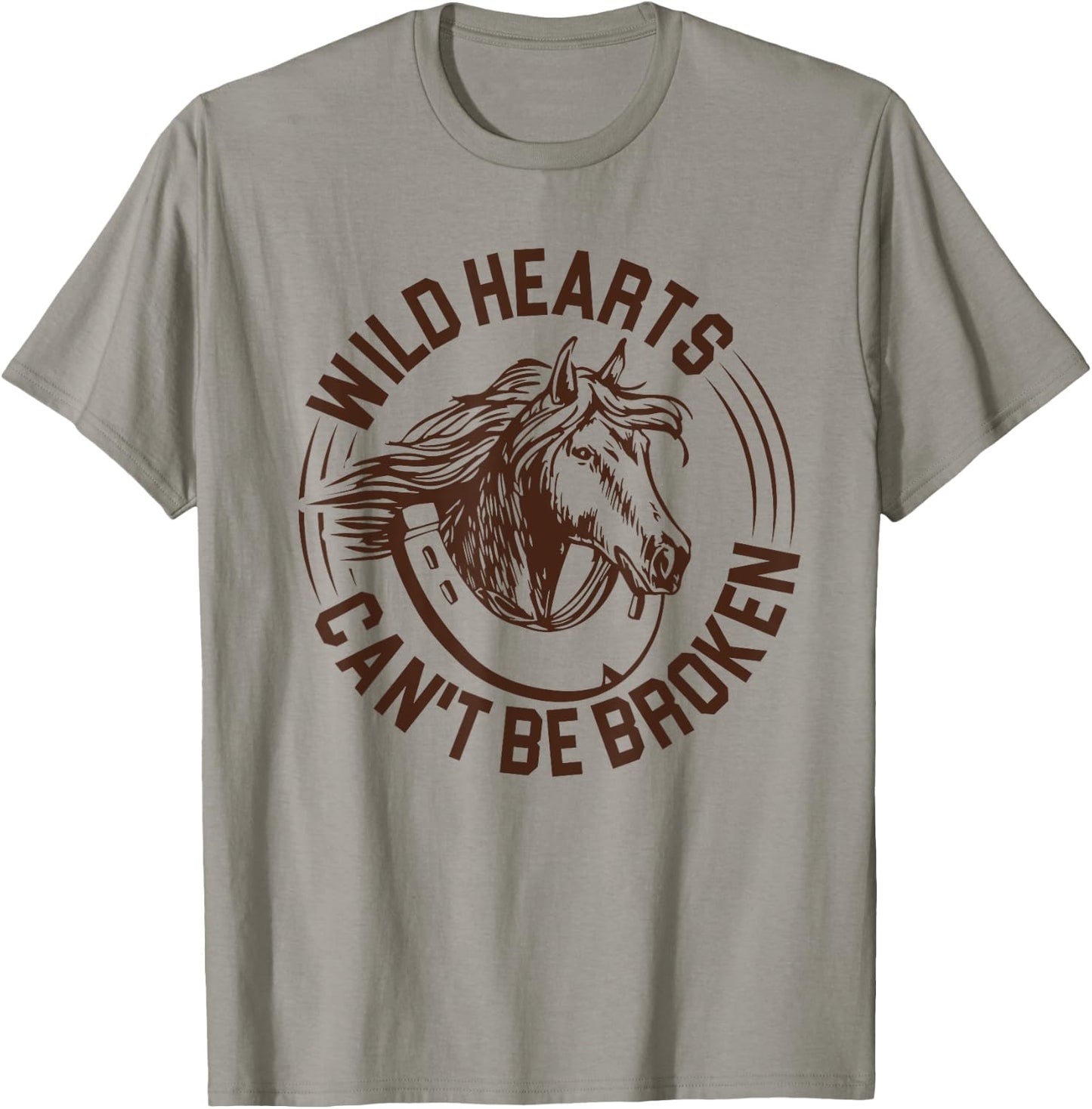 Wild Hearts Can't Be Broken - Chin up Heels Down Horse Lover T-Shirt - T-Shirt | Sand