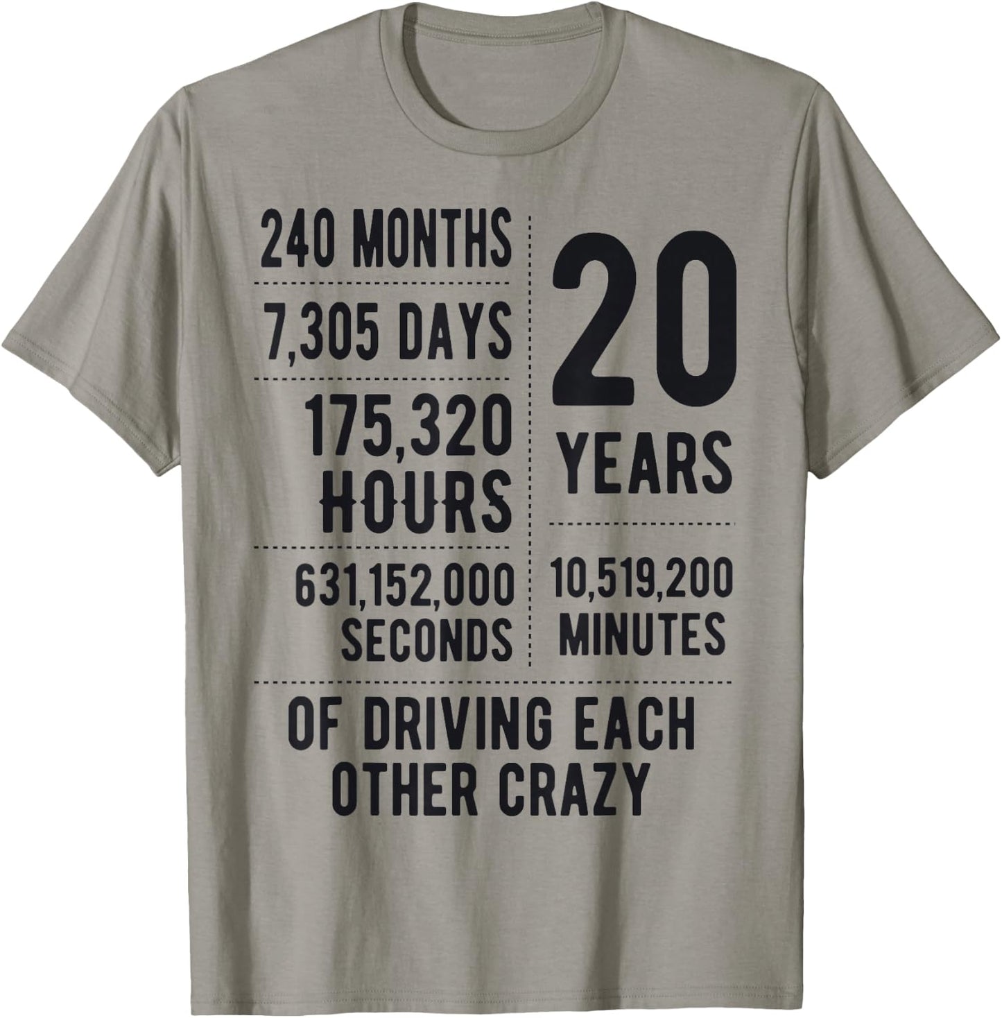 20 Years Married Funny 20th Wedding Anniversary T-Shirt - T-Shirt | Sand