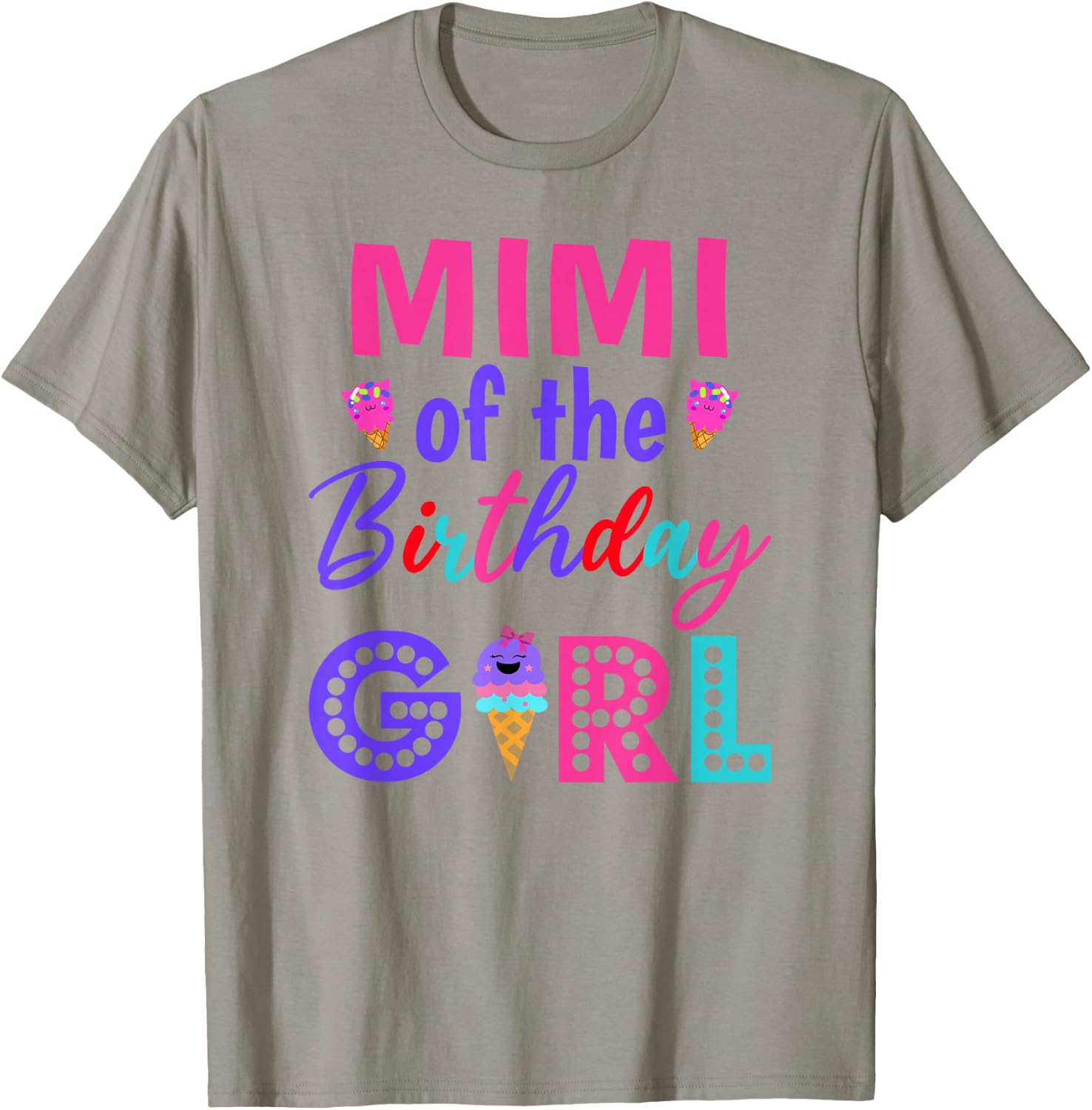 Mimi of The Birthday Girl Grandmam Ice Cream First Birthday T-Shirt - T-Shirt | Sand