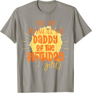 Daddy Birthday Girl First Trip Around The Sun Galaxy Party T-Shirt - T-Shirt | Sand