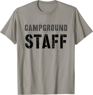 Vintage CAMPGROUND STAFF Summer Camp Host Counselor Team T-Shirt - T-Shirt | Sand