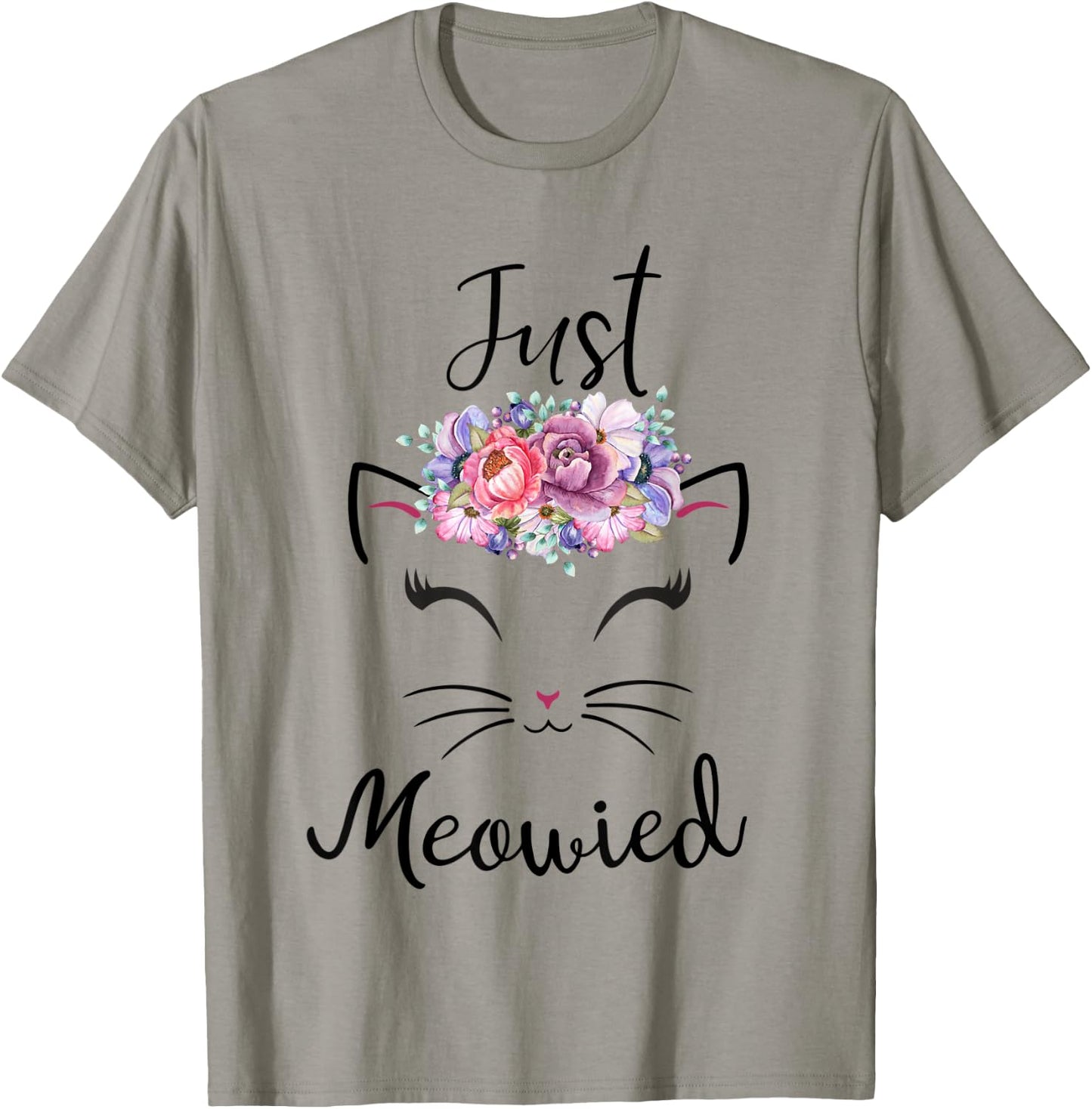 Cute Cat Lover Married Couple Just Meowied Newlyweds Women Kids T-Shirt - T-Shirt | Sand
