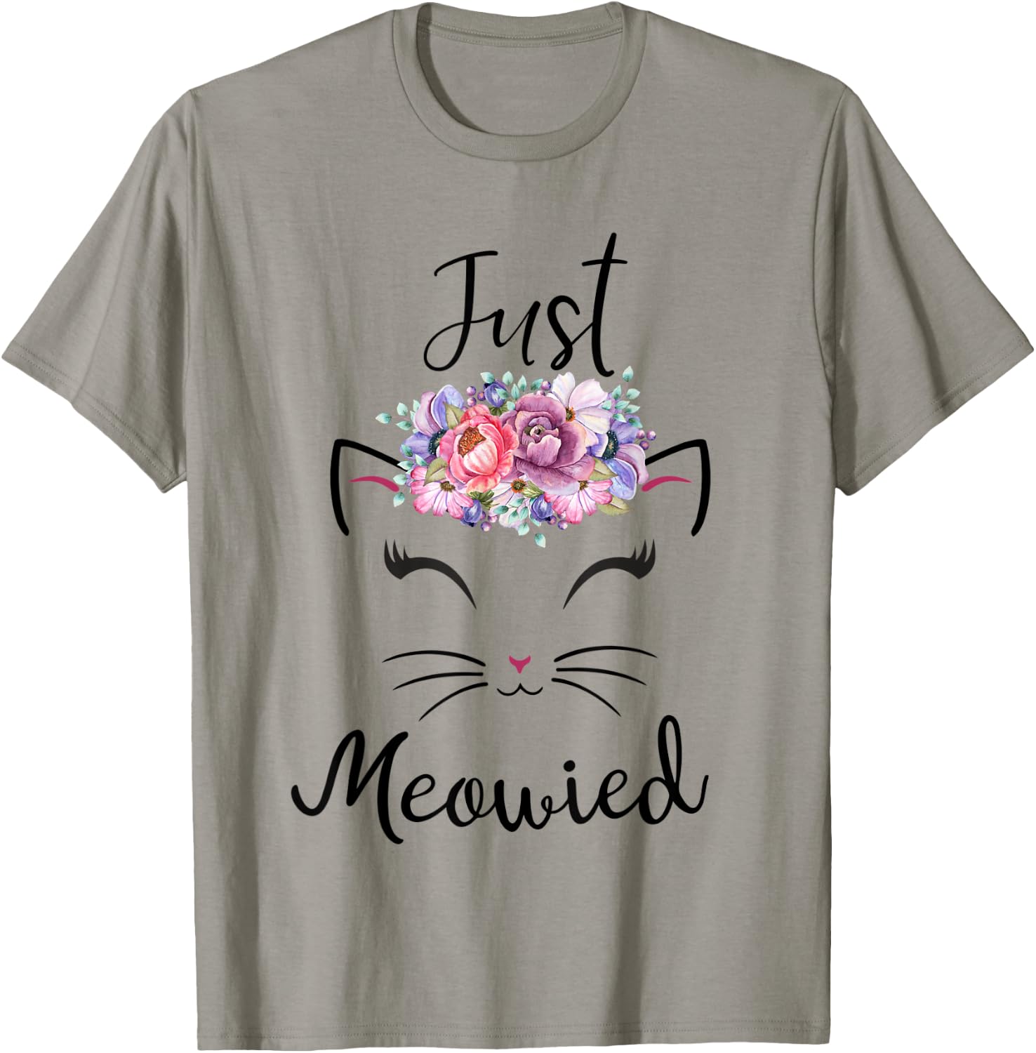 Cute Cat Lover Married Couple Just Meowied Newlyweds Women Kids T-Shirt - T-Shirt | Sand