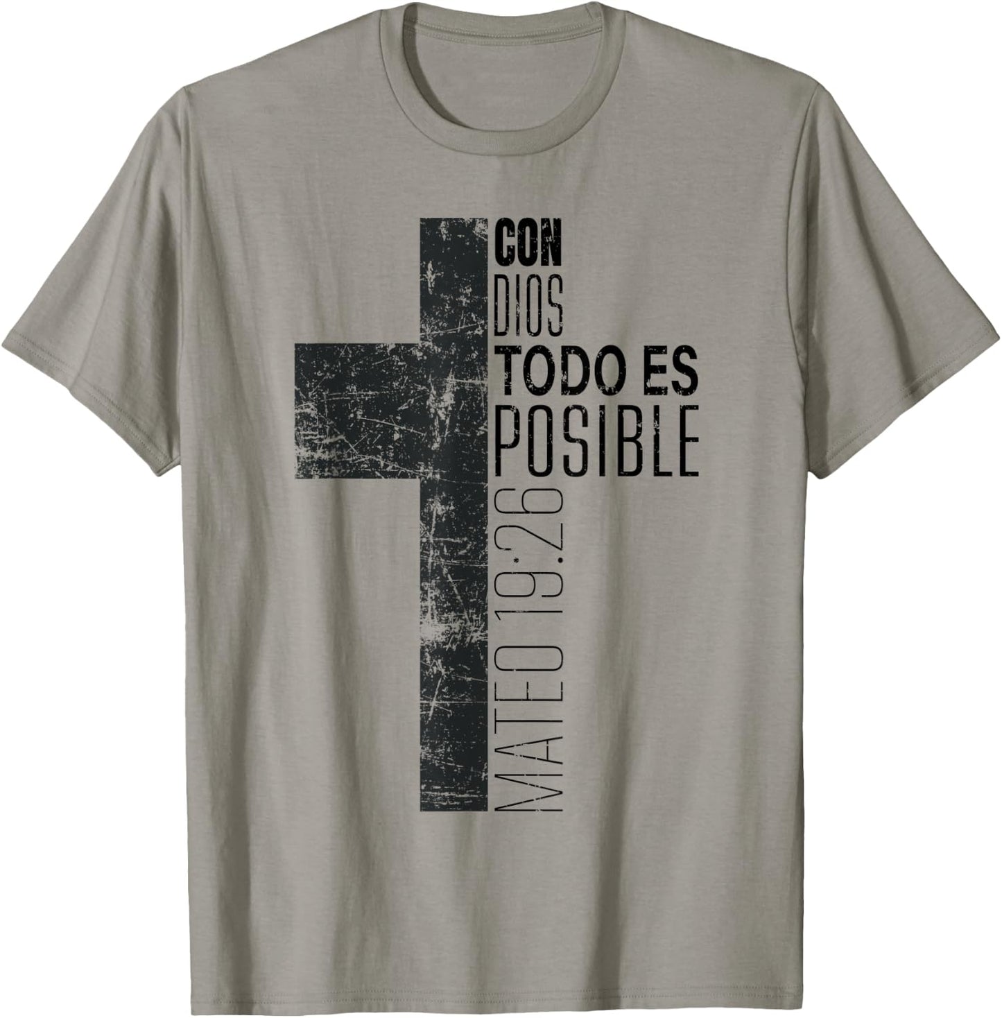 Vintage Christian Spanish Gifts Religious Bible Verse Cross T-Shirt - T-Shirt | Sand