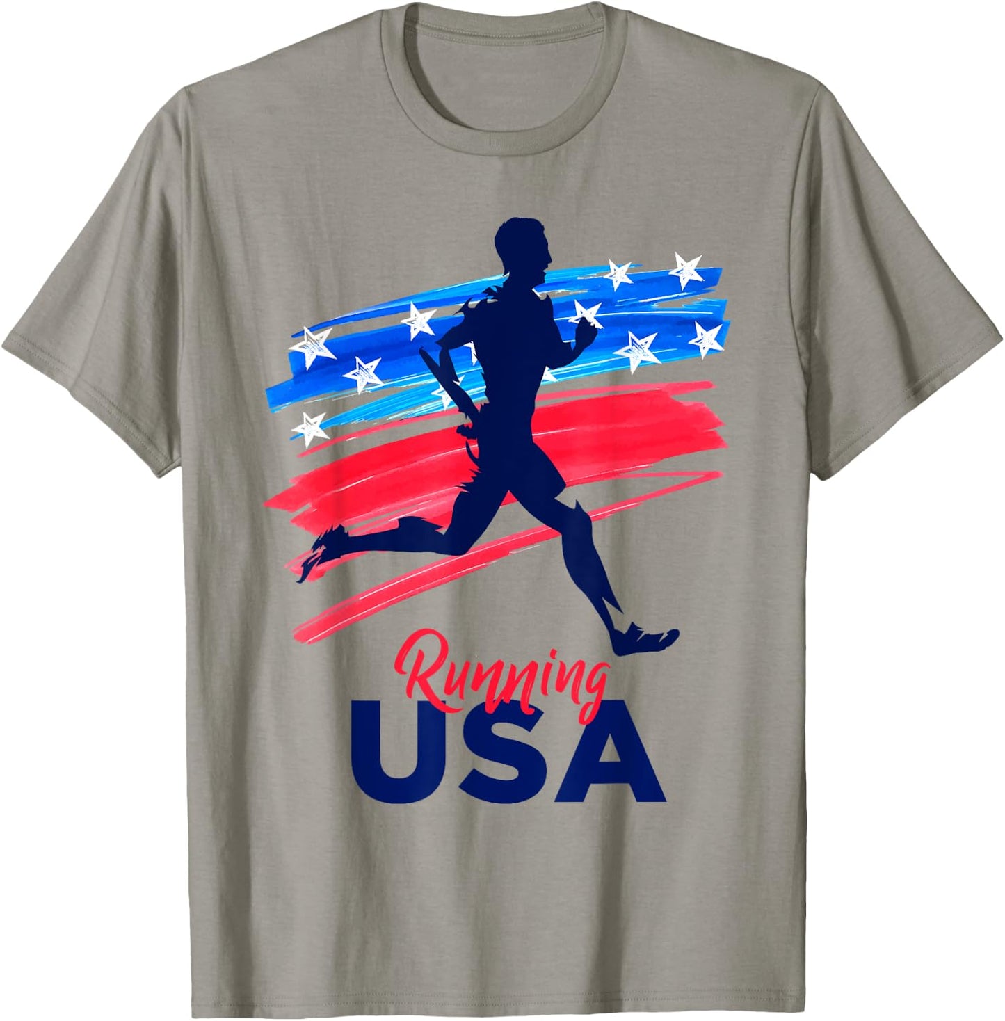 Running USA Support the Team Shirt USA Flag Jogging T-Shirt - T-Shirt | Sand